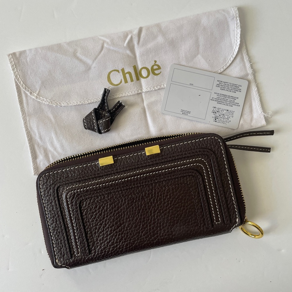 Brown Leather Wallet with Gold Accents